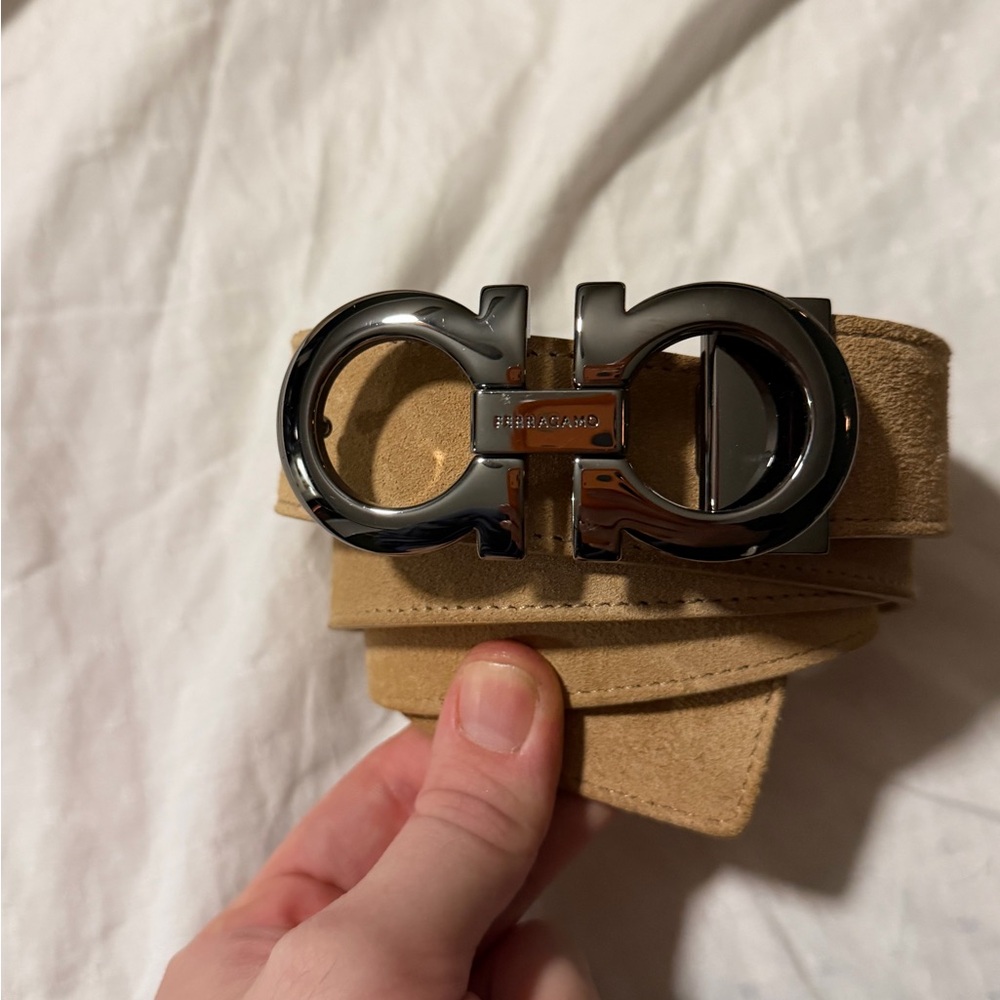 Salvatore Ferragamo Beige Suede Belt